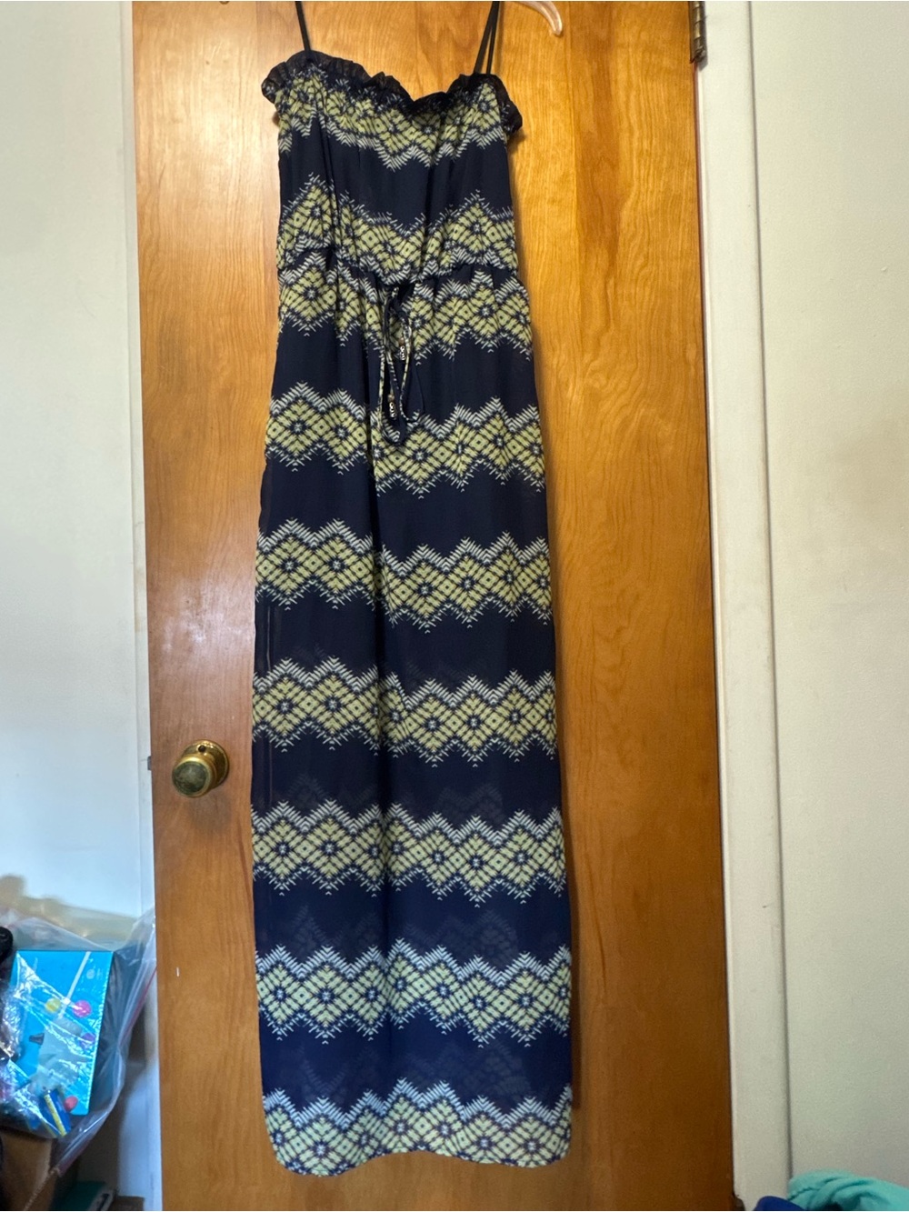 City Triangles Blue Yellow Boho Maxi Dress Women’s Size M
